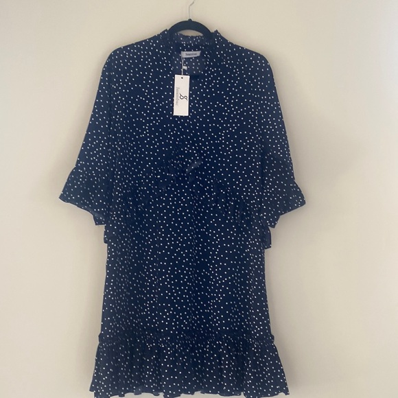 Jasambac polka dot blue & white dress size S - Picture 1 of 9